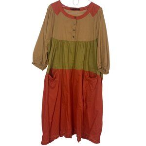 Gudrun Sjoden Desert Dress Large Cotton Fall Colors Relaxed Boho Lagenlook